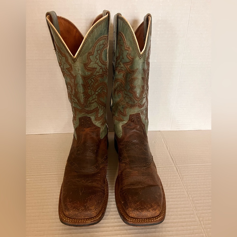 Dan Post Womens 6.5 M Turquoise Brown Leather Upper Rubber Sole Made In Mexico